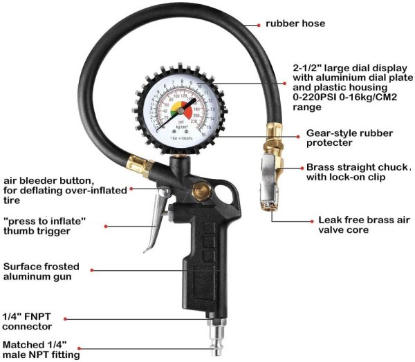 Dial Gauge Tire Inflator Longwei Auto Parts