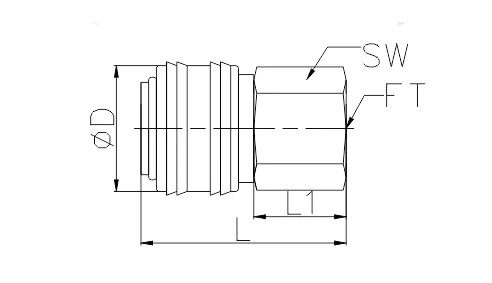 Pneumatic Quick Release Couplings LWE6-2SF Size