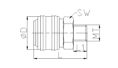 Pneumatic Quick Release Couplings LWE6-2SM Size