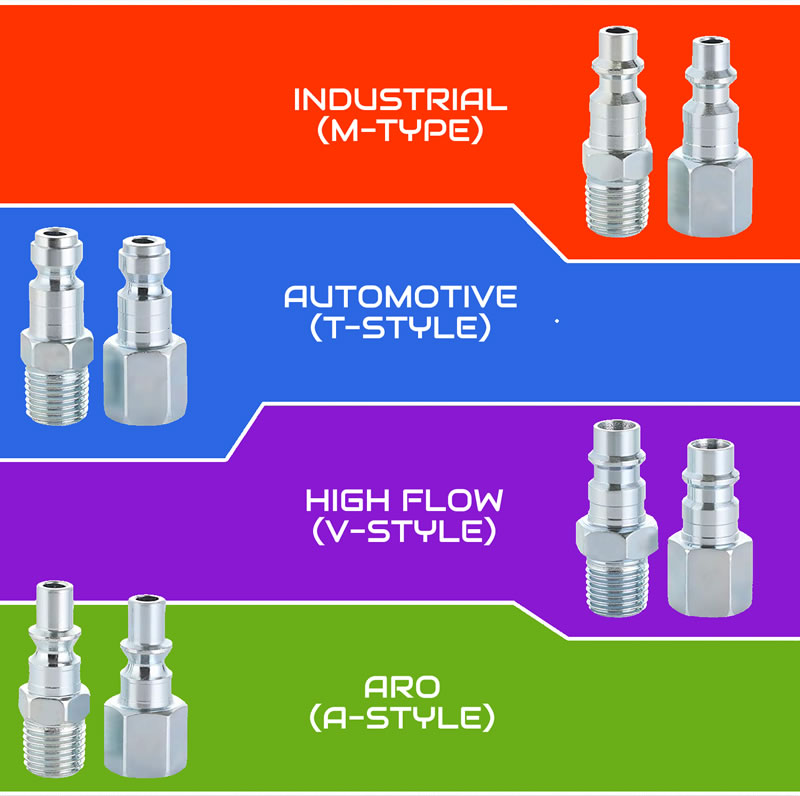 Different types of pneumatic couplings
