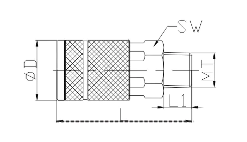 Automotive Quick Disconnect Couplers LU4-2SM Male Coupling Size