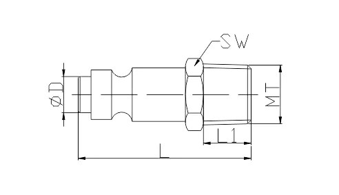 Automotive air coupler quick connect LU4-2PM Size