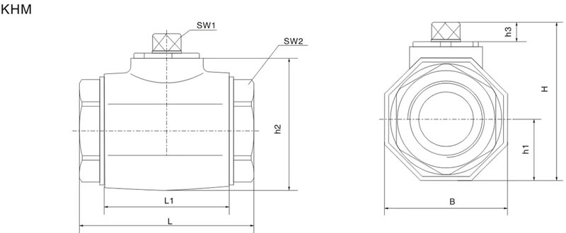 KHM series high pressure ball valve-drawing