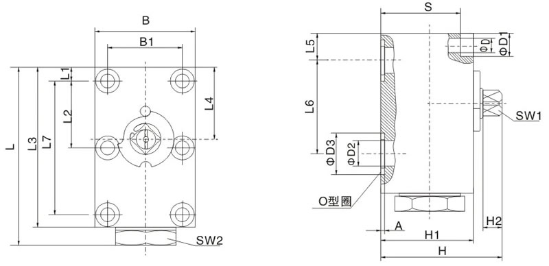 KHP Plate Hydraulic Valve Dimensions