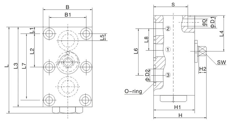 KHP3K Plate Hydraulic Valve Dimensions