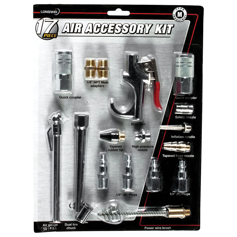 17pcs Air Tool Accessory Kit Quick Disconnect Coupling Blow Gun Tools Set Customization Packaging